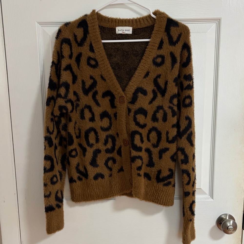 Bella Dahl Leopard Print Brown Sweater